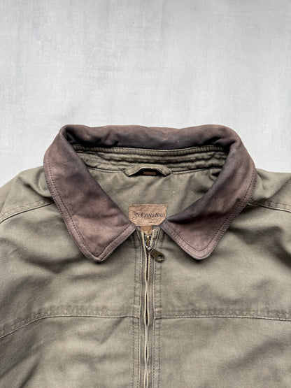 VINTAGE GREEN/GREY WORK JACKET - XL