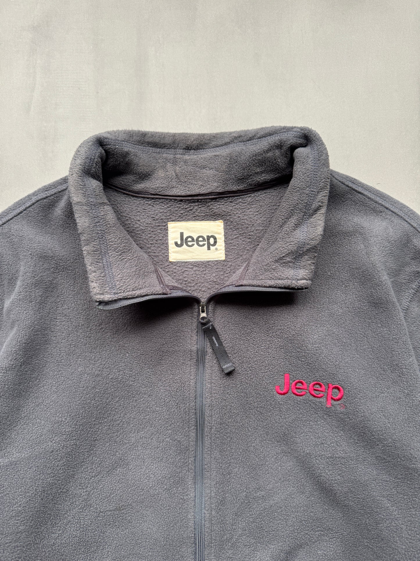 VINTAGE JEEP GREY ZIP FLEECE - L