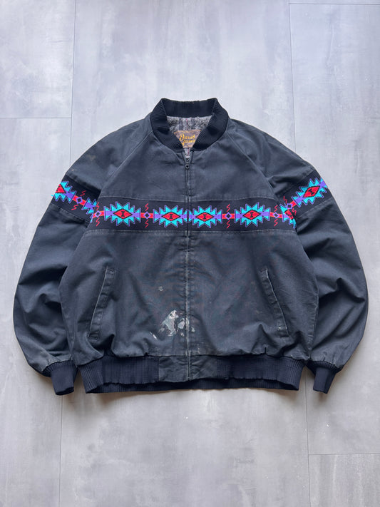 VINTAGE DAVIS JAMES NAVY AZTEC SANTA FE JACKET - L