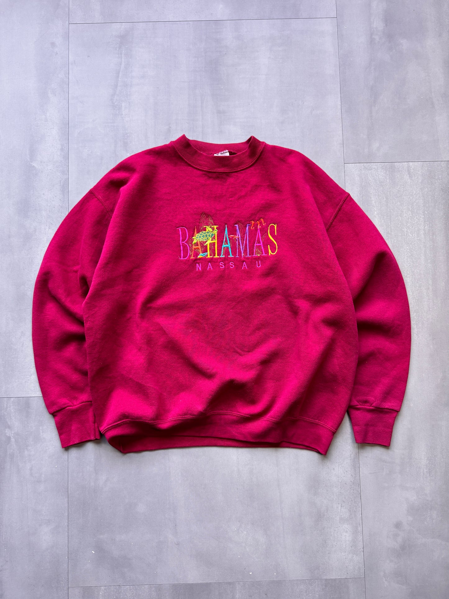 VINTAGE BAHAMAS NASSAU MAROON SWEATER - LARGE