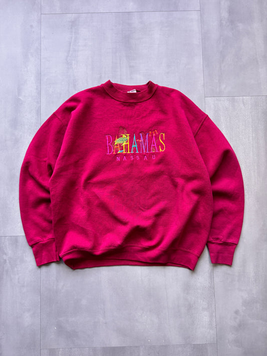 VINTAGE BAHAMAS NASSAU MAROON SWEATER - LARGE