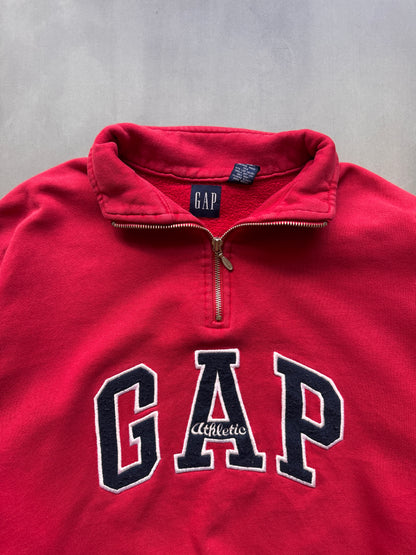 VINTAGE GAP 1/4 ZIP LIGHT RED SWEATER - M