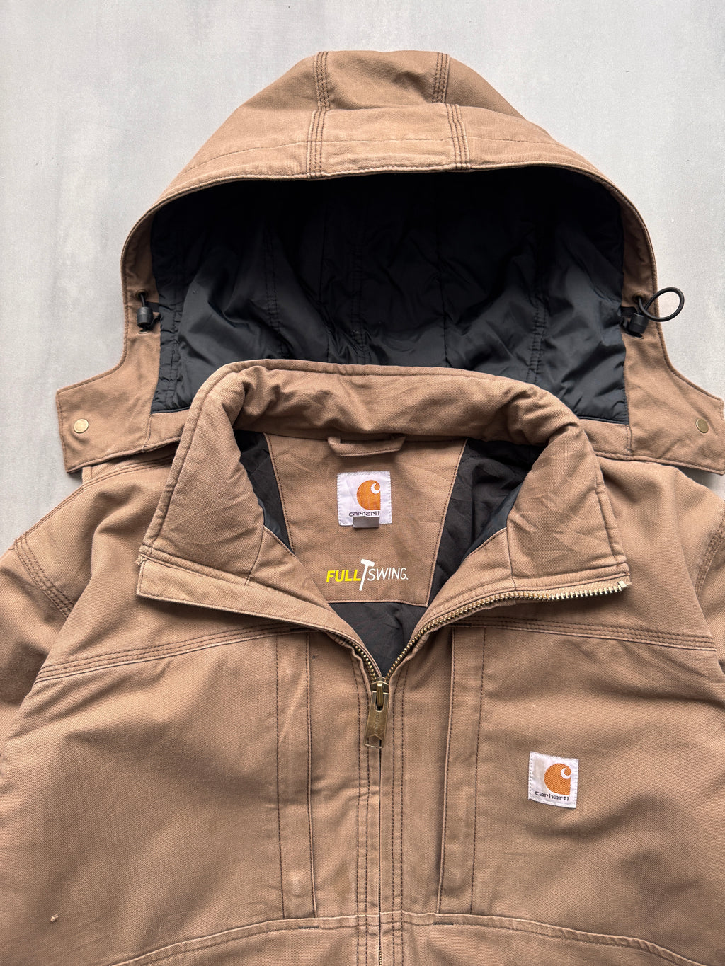 VINTAGE CARHARTT BROWN FULLSWING WORK JACKET - L