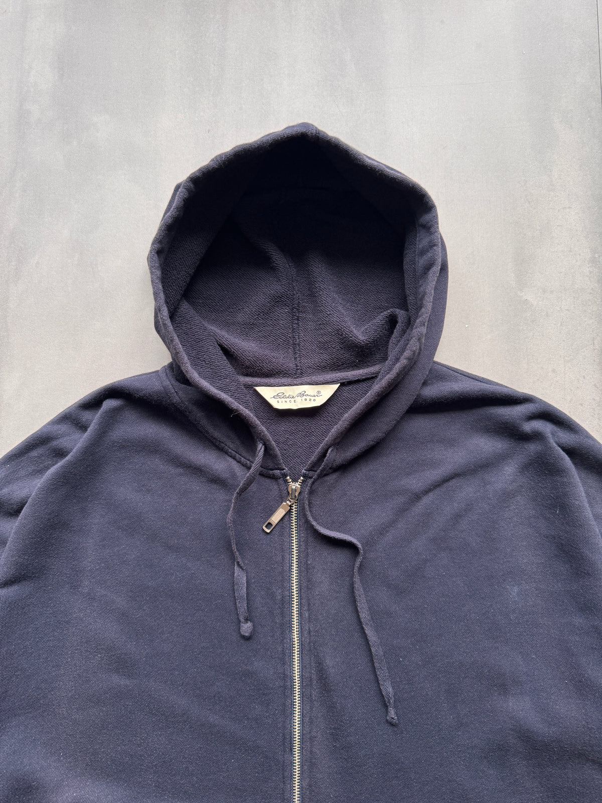 VINTAGE EDDIE BAUER NAVY ZIP UP HOODIE - XXL
