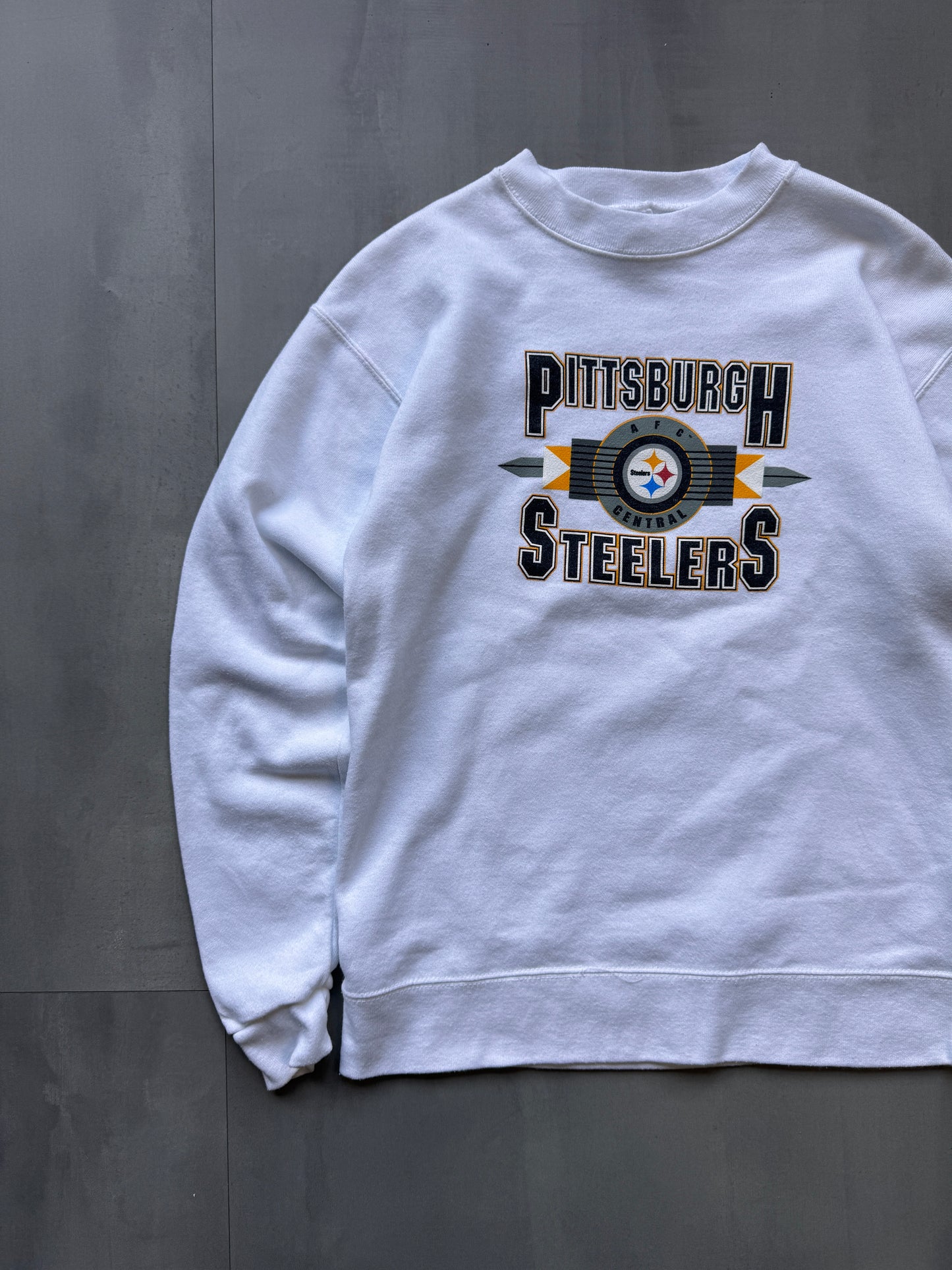VINTAGE NFL PITTSBURGH STEELERS WHITE SWEATER - XSMALL