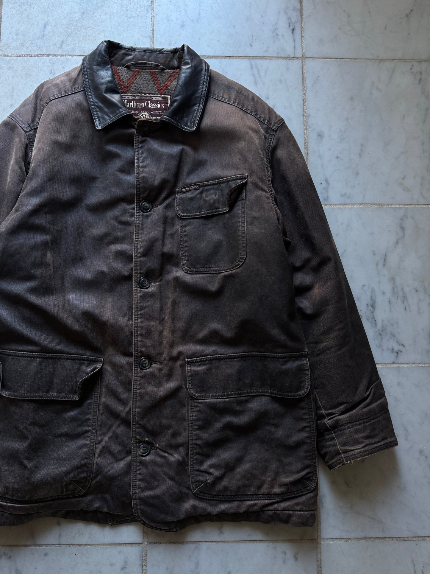 MARLBORO CLASSICS LONG DARK BROWN JACKET - XLARGE