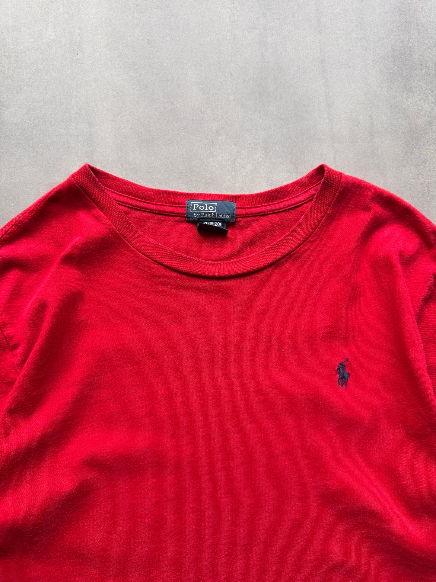 VINTAGE RALPH LAUREN RED LONGSLEEVE TEE - S
