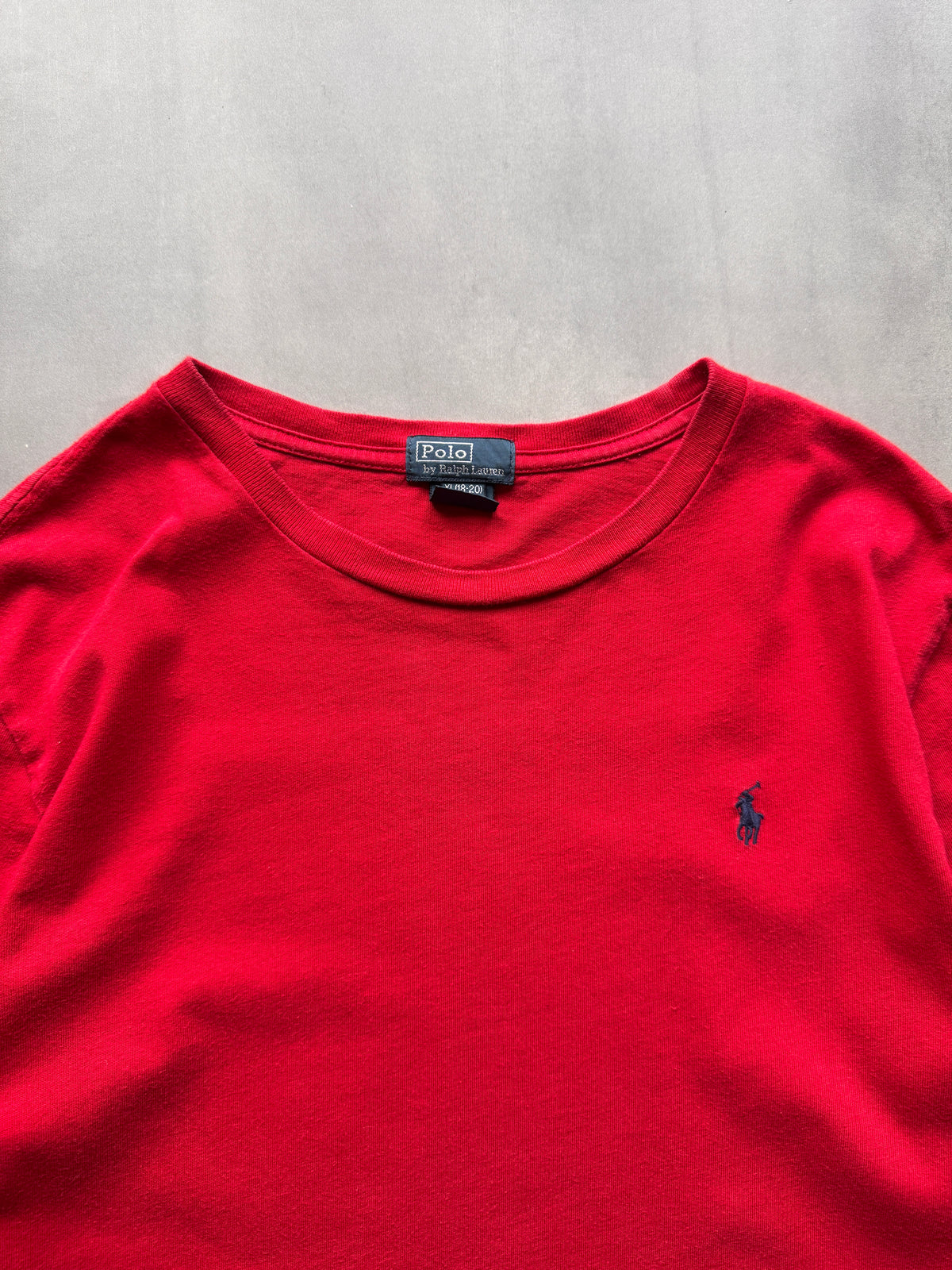 VINTAGE RALPH LAUREN RED LONGSLEEVE TEE - S