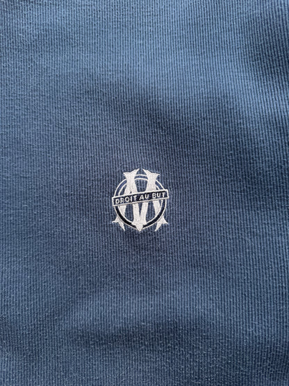 VINTAGE ADIDAS OLYMPIQUE MARSEILLE RIBBED NAVY BLUE SWEATER - L