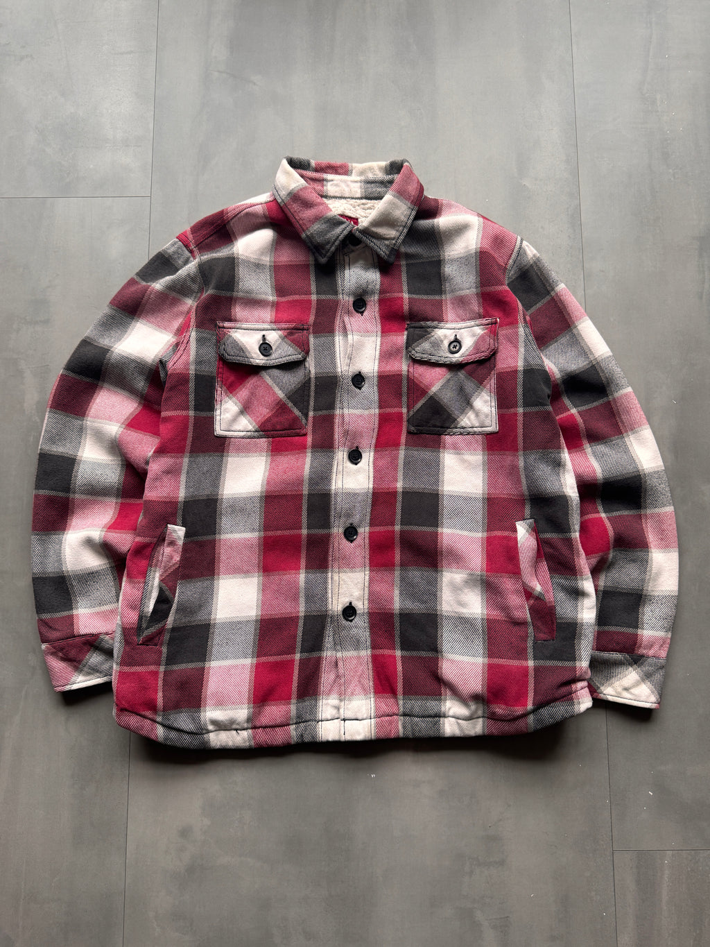 VINTAGE SHERPA LINED FLANNEL JACKET - L