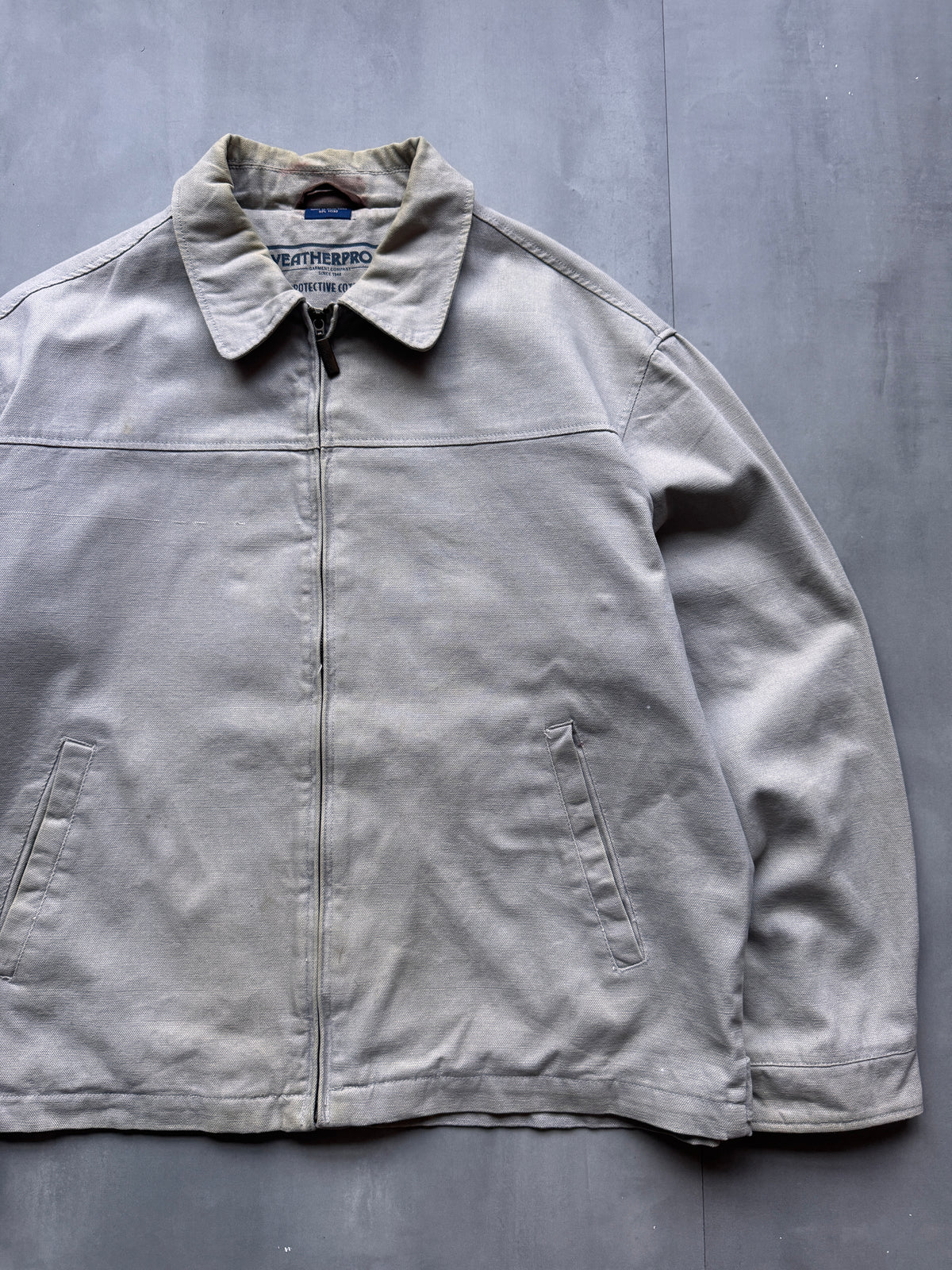 VINTAGE WEATHERPROOF CREAM TRUCKER JACKET - L