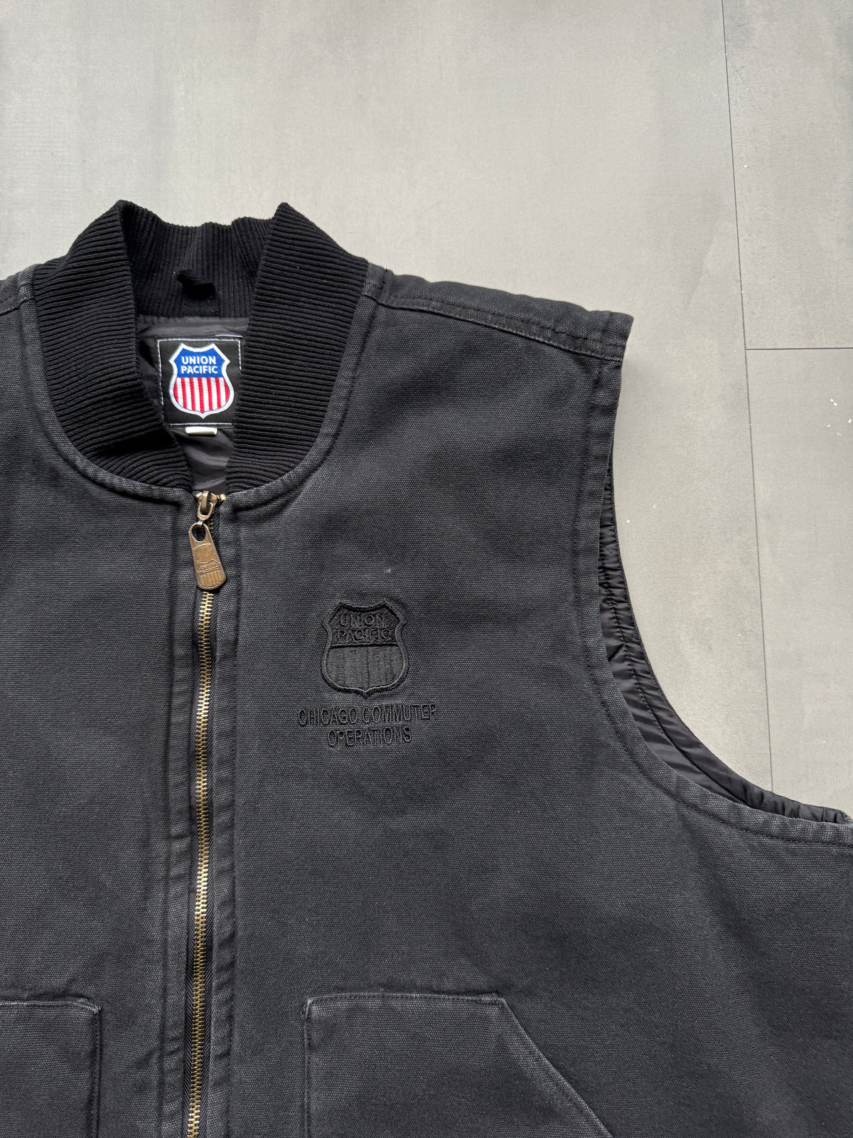 VINTAGE UNION PACIFIC BLACK GILET - XXL