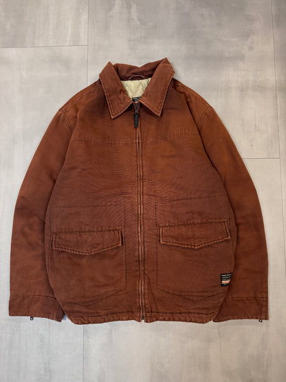 MARLBORO CLASSICS UTILITY PADDED BROWN TRUCKER JACKET - XLARGE