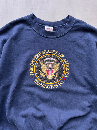 VINTAGE THE UNITED STATES OF AMERICA WASHINGTON DC NAVY SWEATER - SMALL