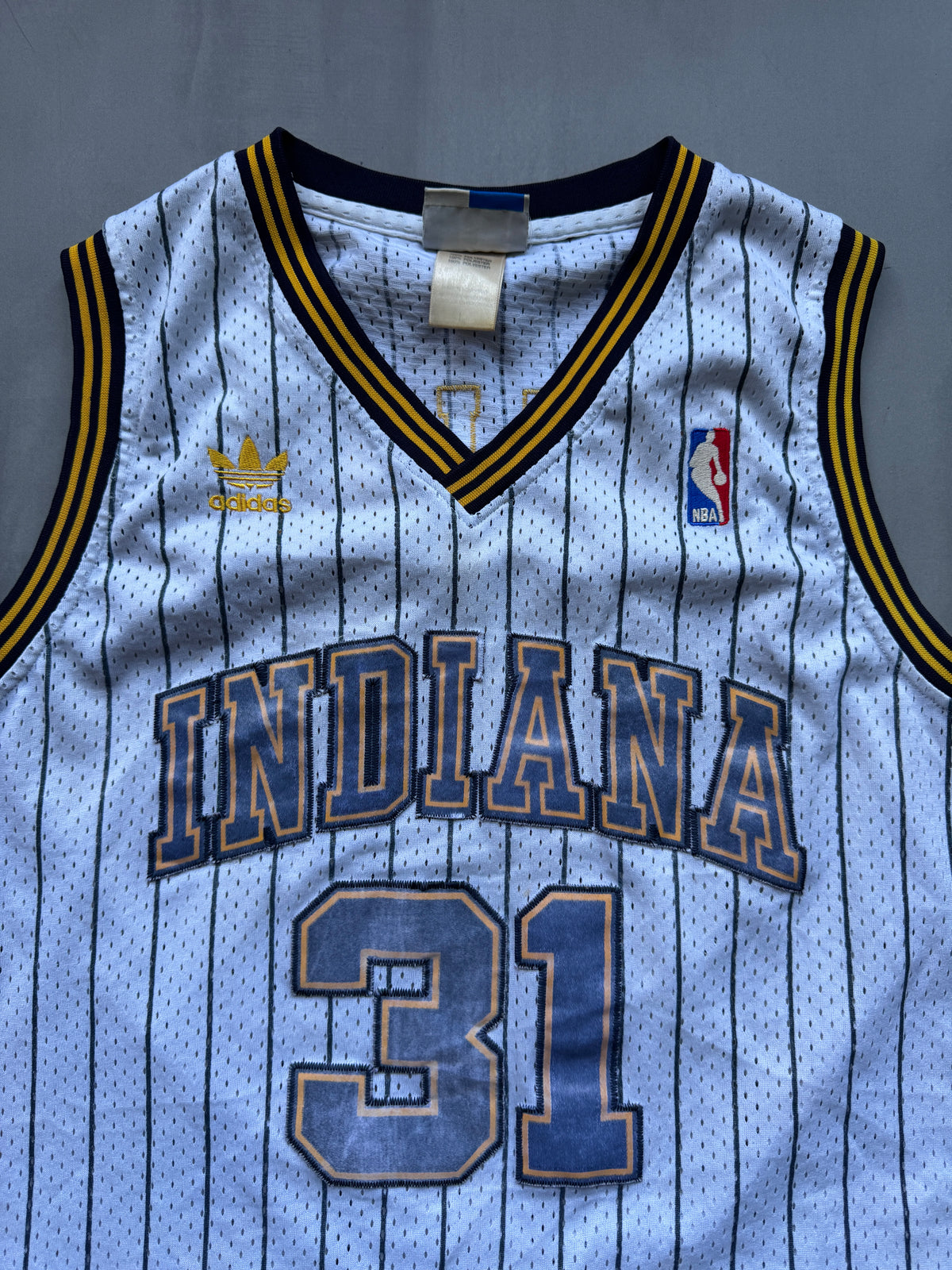 VINTAGE ADIDAS INDIANA PACERS 90s WHITE REGGIE MILLER JERSEY - L