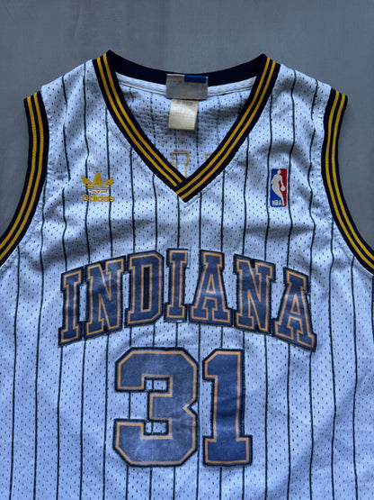 VINTAGE ADIDAS INDIANA PACERS 90s WHITE REGGIE MILLER JERSEY - L