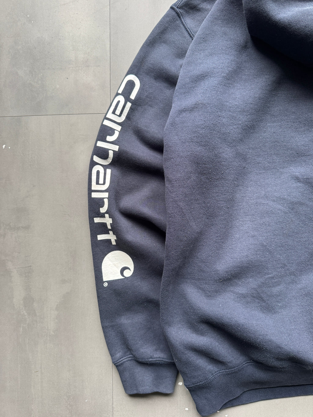 VINTAGE CARHARTT FADED NAVY HOODIE - L