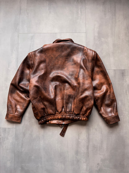 BROWN FAUX LEATHER JACKET - LARGE