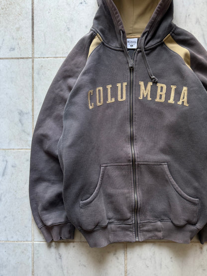 COLUMBIA BROWN/BEIGE ZIP UP HOODIE - XLARGE