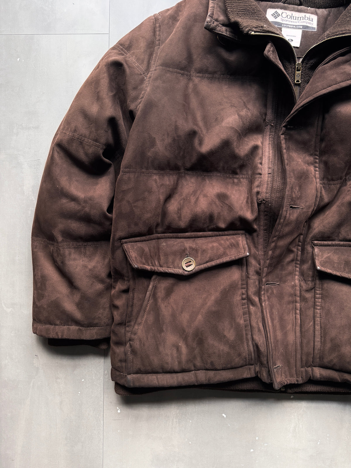VINTAGE COLUMBIA SPORTSWEAR SUEDE PADDED JACKET - XL