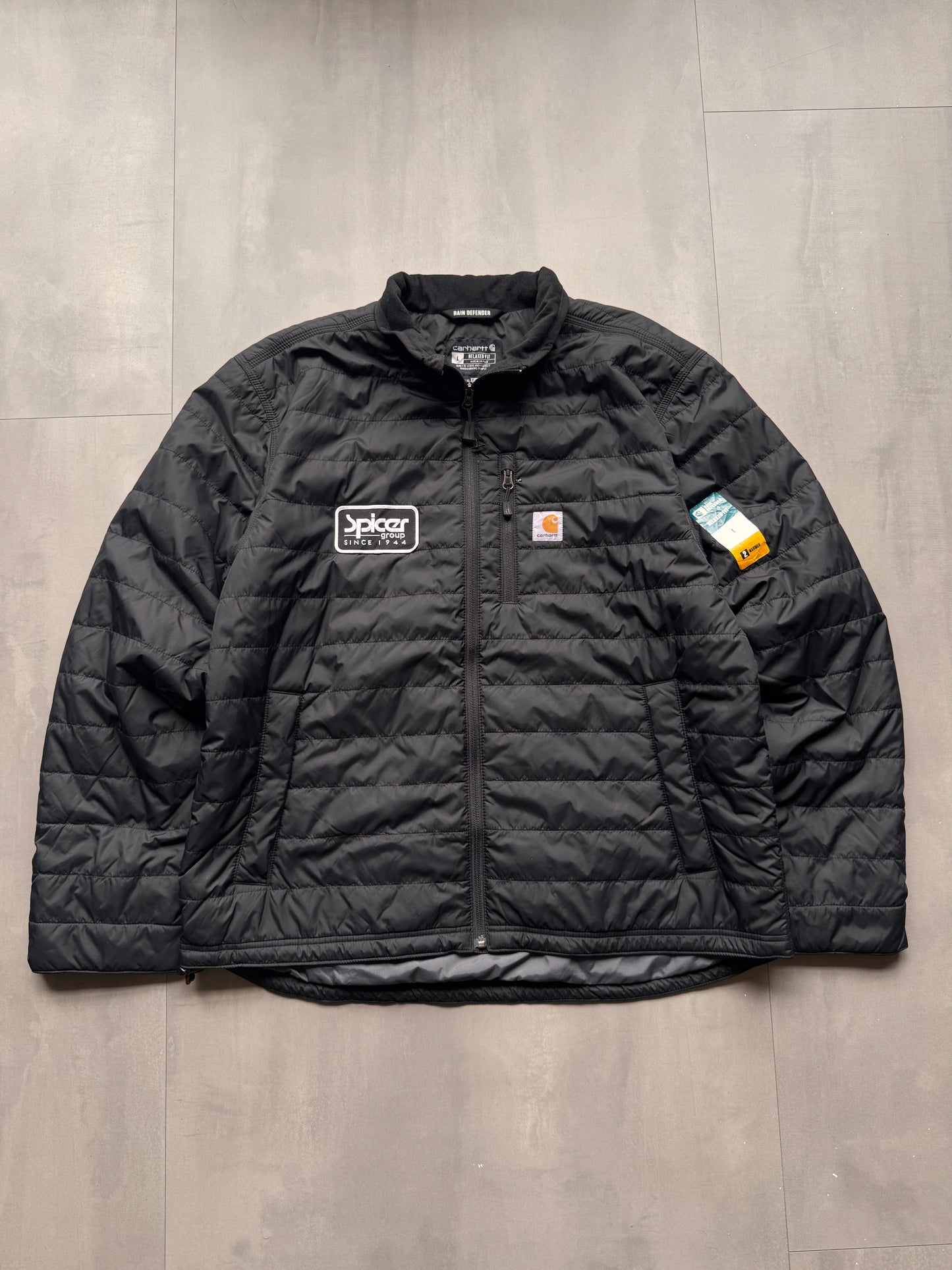 VINTAGE CARHARTT BLACK DOWN PUFFER JACKET - L