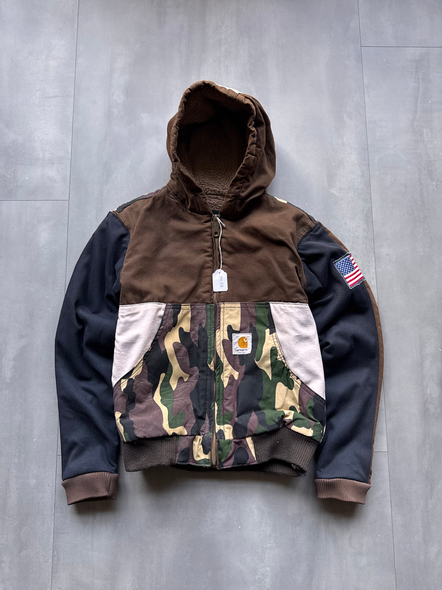 VINTAGE CARHARTT REWORKED CAMO PATTERN ACTIVE JACKET - XS