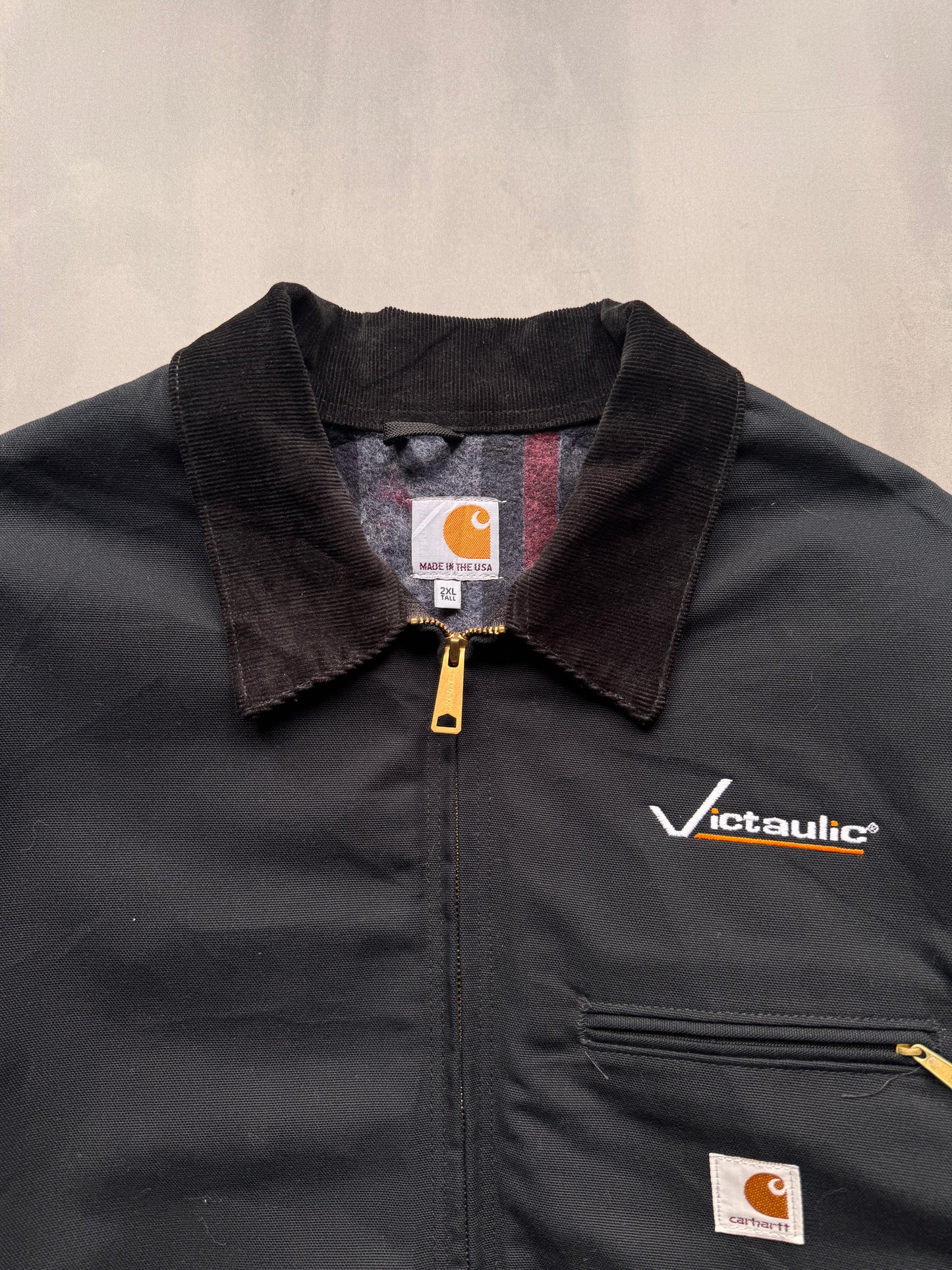 VINTAGE CARHARTT BLACK LINED DETROIT JACKET - XXL