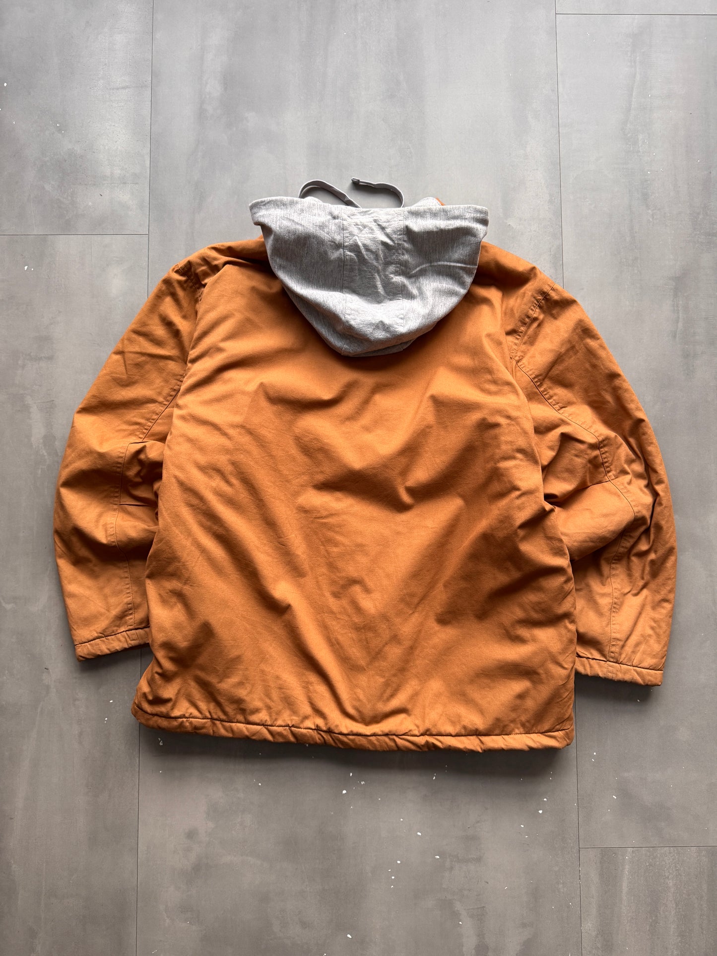 VINTAGE OPEN TRAILS TAN HOODED WORK JACKET - L