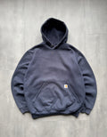 VINTAGE CARHARTT FADED NAVY HOODIE - L