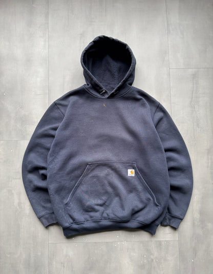VINTAGE CARHARTT FADED NAVY HOODIE - L