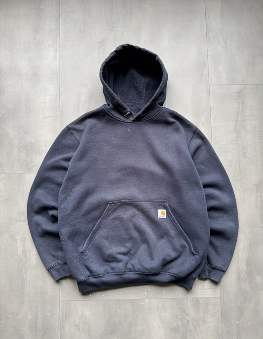 VINTAGE CARHARTT FADED NAVY HOODIE - L