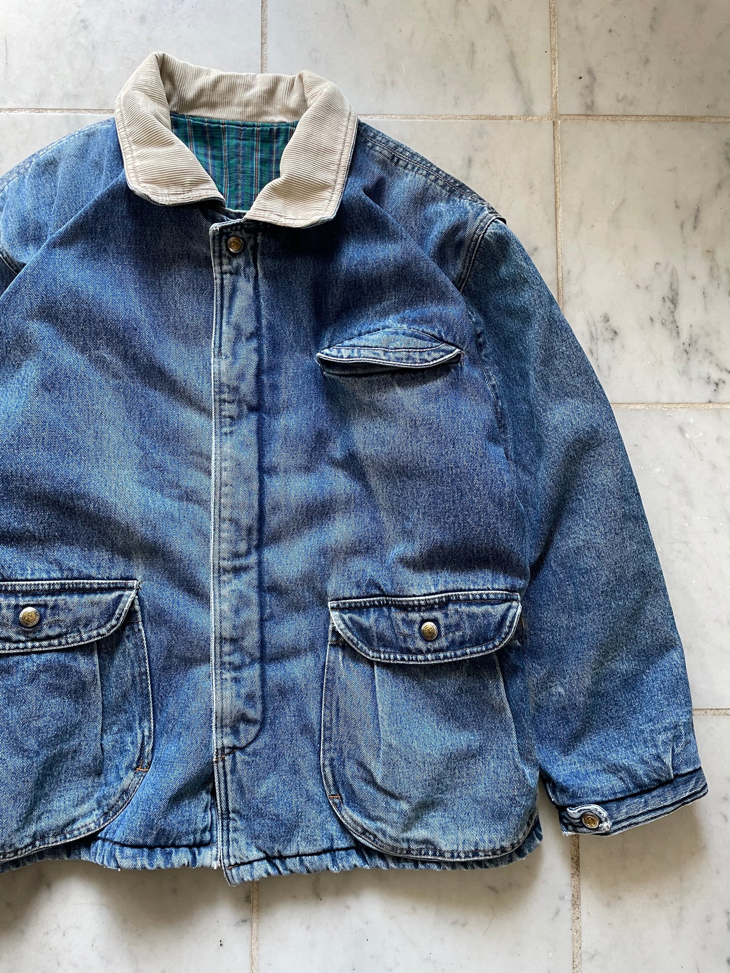 RIFLE BLUE DENIM JEAN CHORE JACKET - LARGE/XLARGE