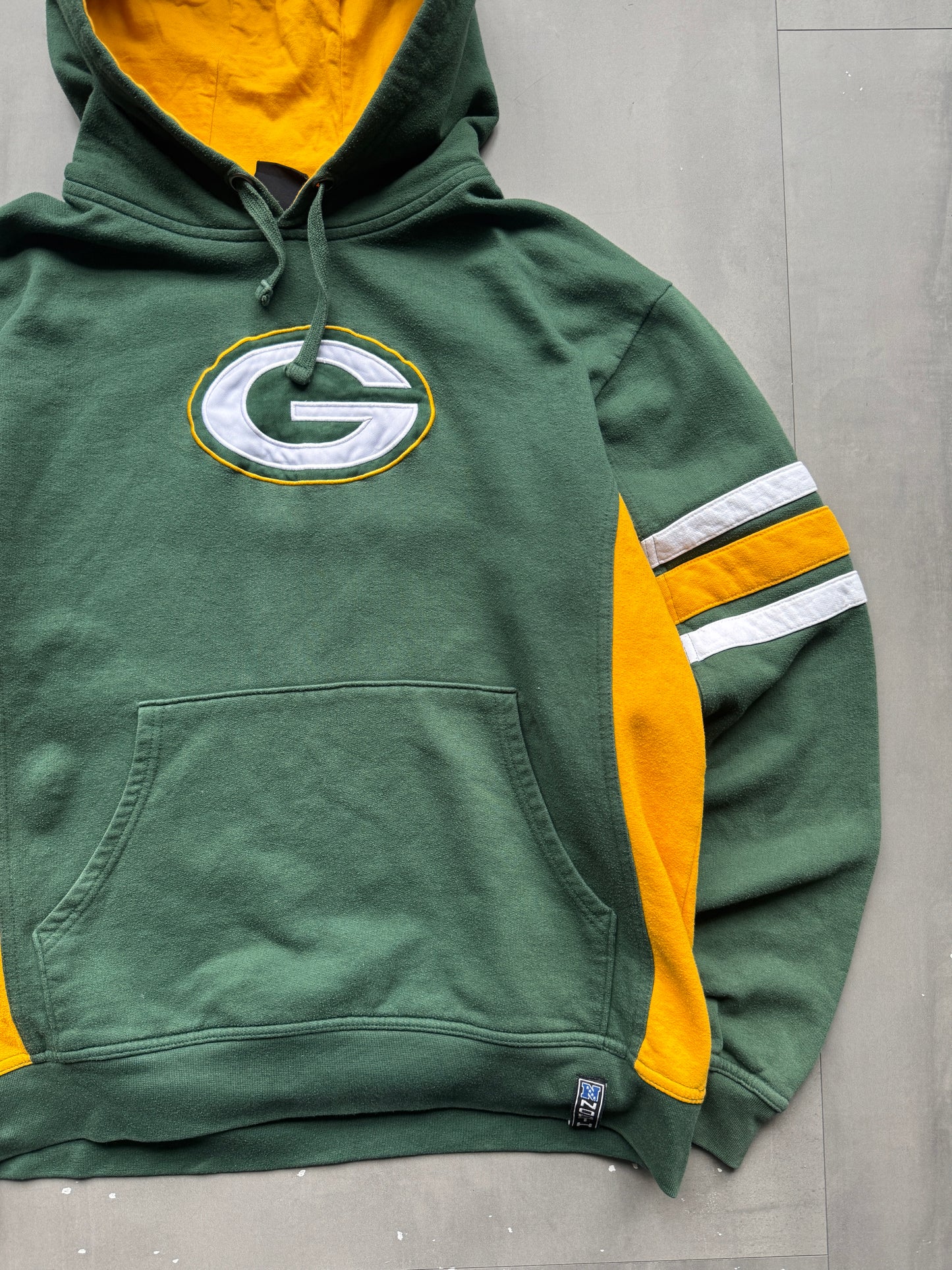 VINTAGE NFL GREEN BAY PACKERS GREEN HOODIE - L