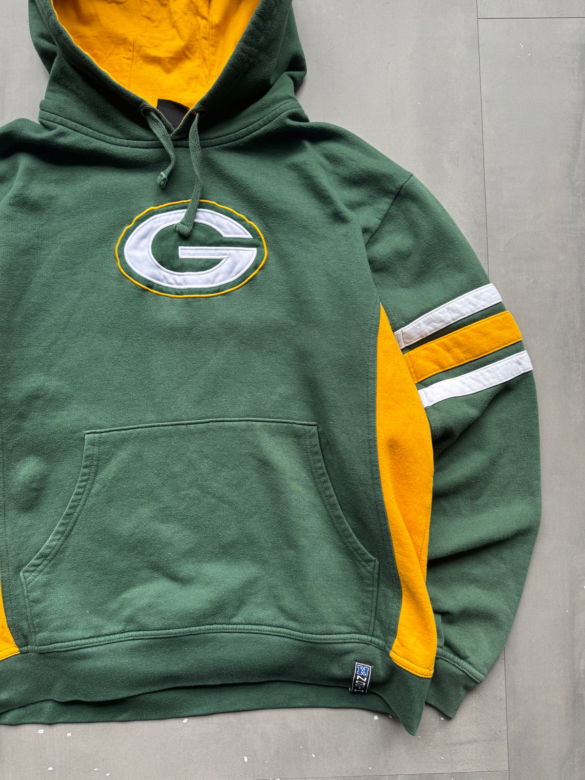VINTAGE NFL GREEN BAY PACKERS GREEN HOODIE - L