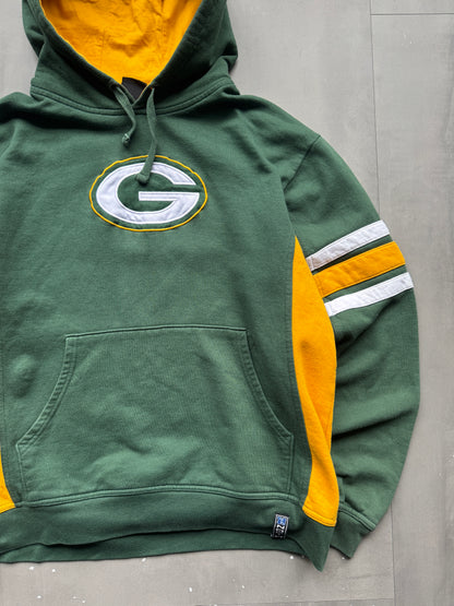 VINTAGE NFL GREEN BAY PACKERS GREEN HOODIE - L