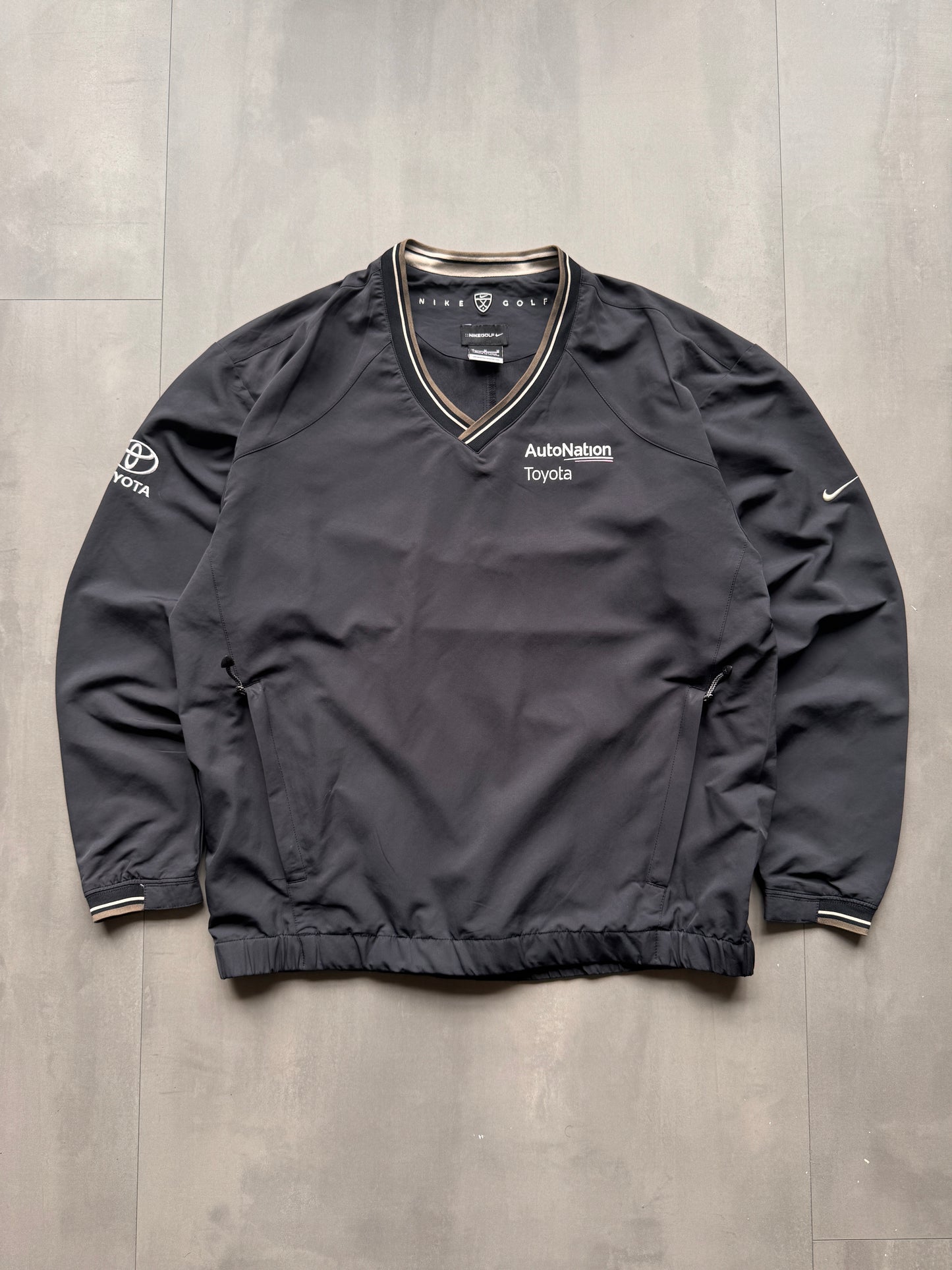 VINTAGE NIKE GOLF TOYOTA BLACK WINDBREAKER - M