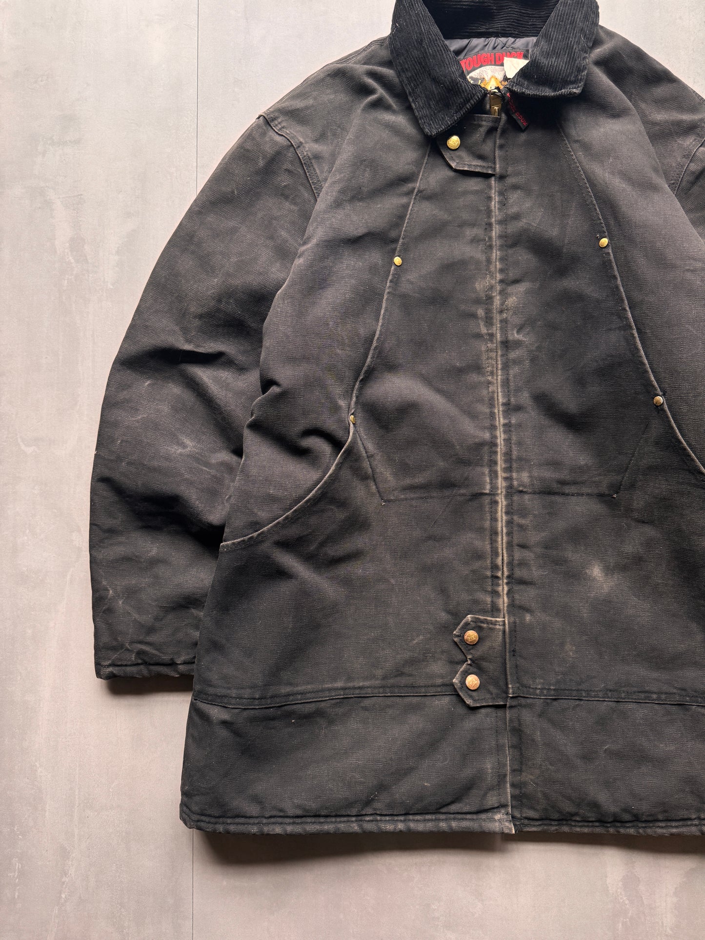 VINTAGE TOUGH DUCK BLACK WORKWEAR JACKET - XL