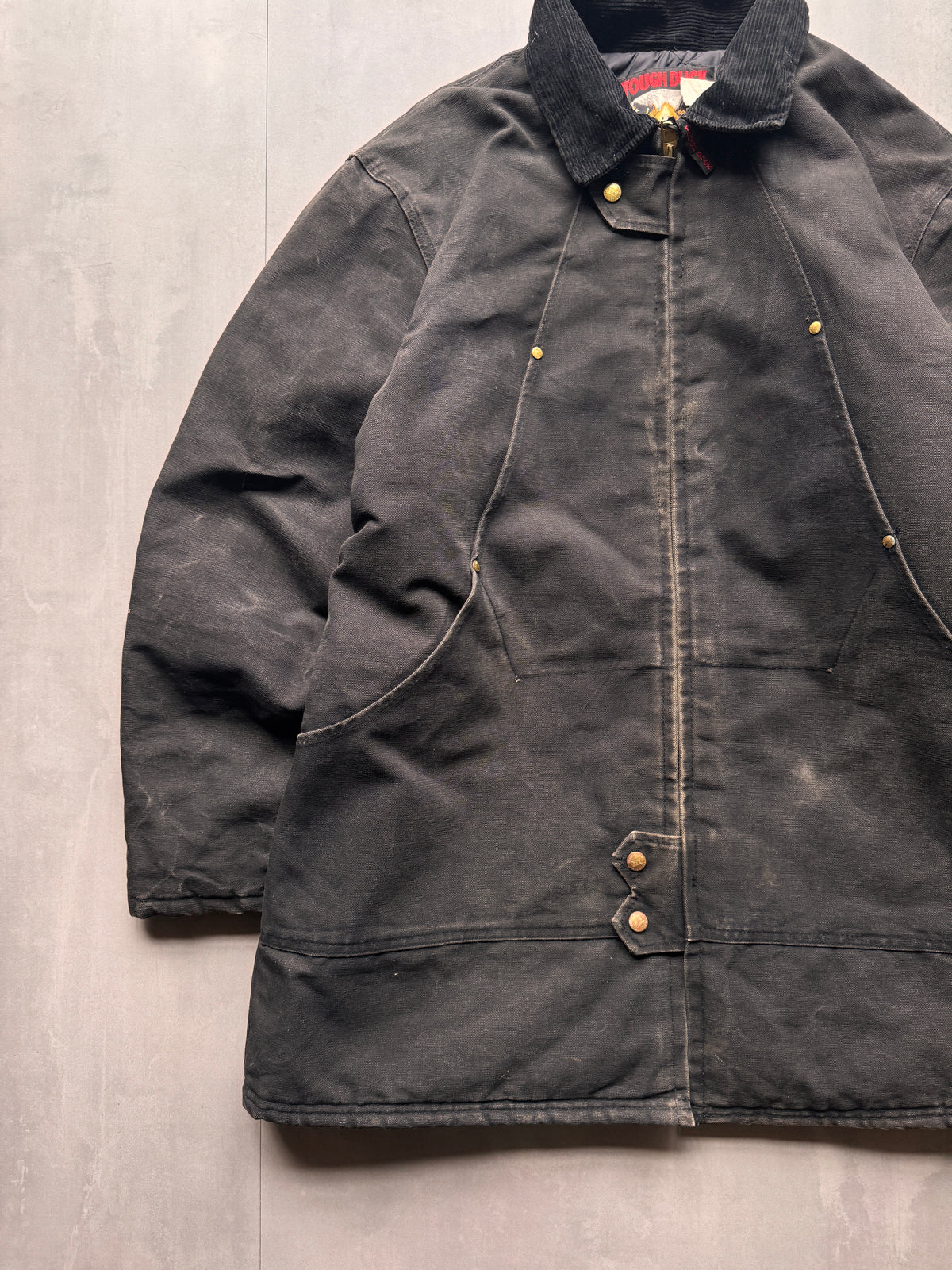 VINTAGE TOUGH DUCK BLACK WORKWEAR JACKET - XL