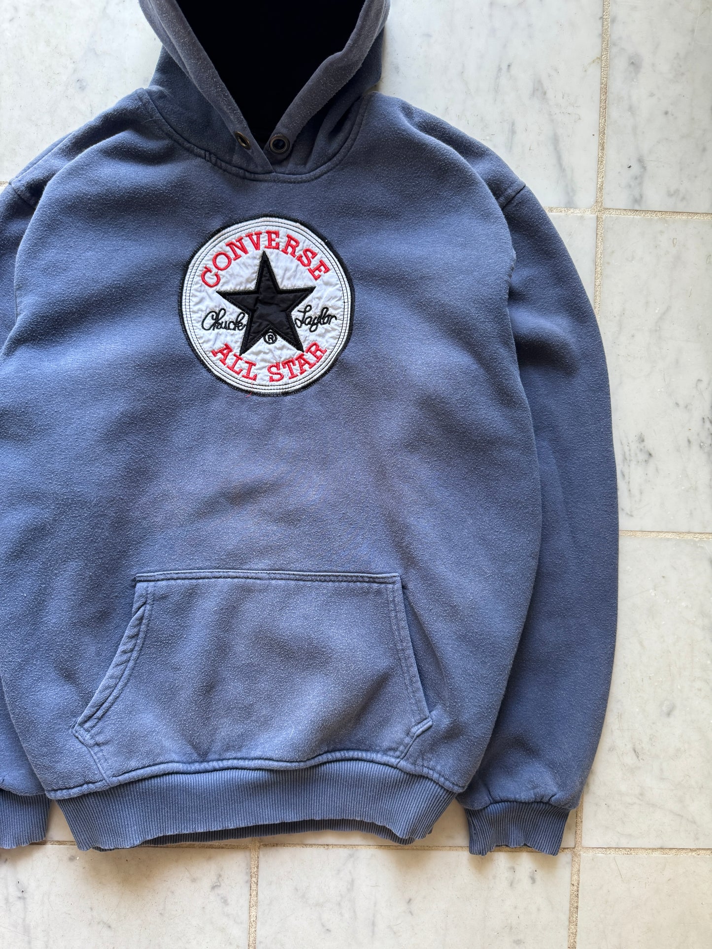 CONVERSE ALL STARS BLUE FADED HOODIE - LARGE/XLARGE