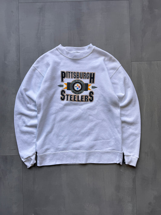 VINTAGE NFL PITTSBURGH STEELERS WHITE SWEATER - XSMALL