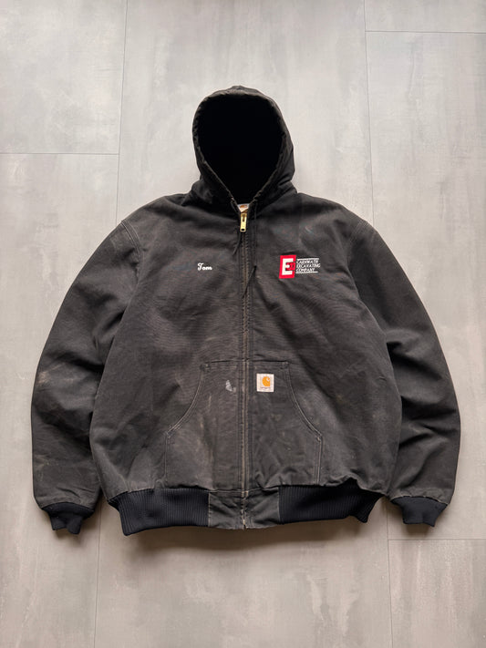 VINTAGE CARHARTT CARNWATH EXCAVATING FADED GREY ACTIVE JACKET - XL