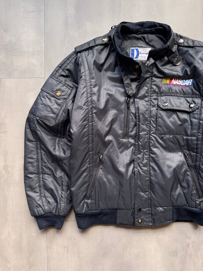 VINTAGE NASCAR BLACK PUFFER JACKET - M