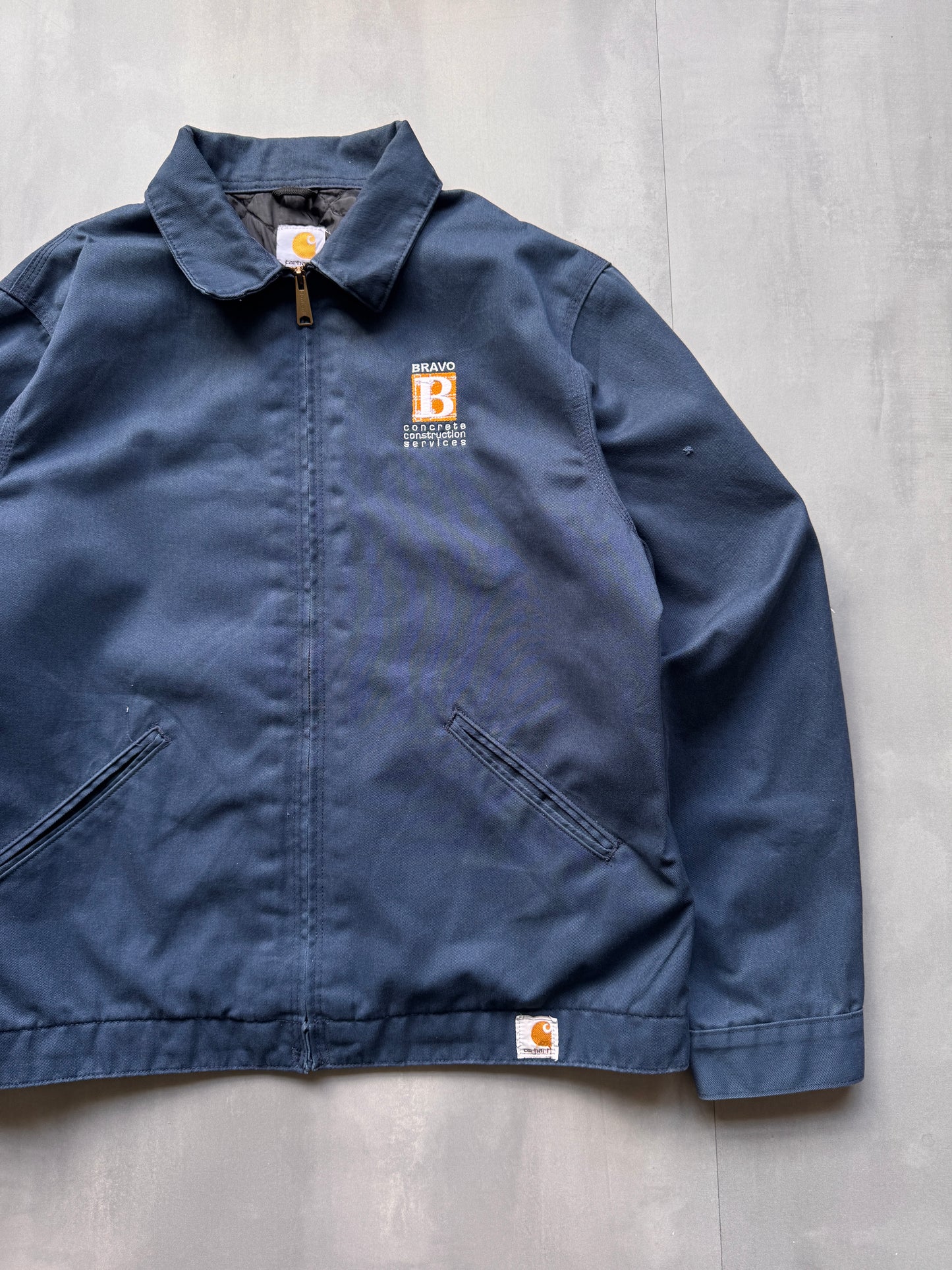 VINTAGE CARHARTT NAVY TWILL JACKET - L