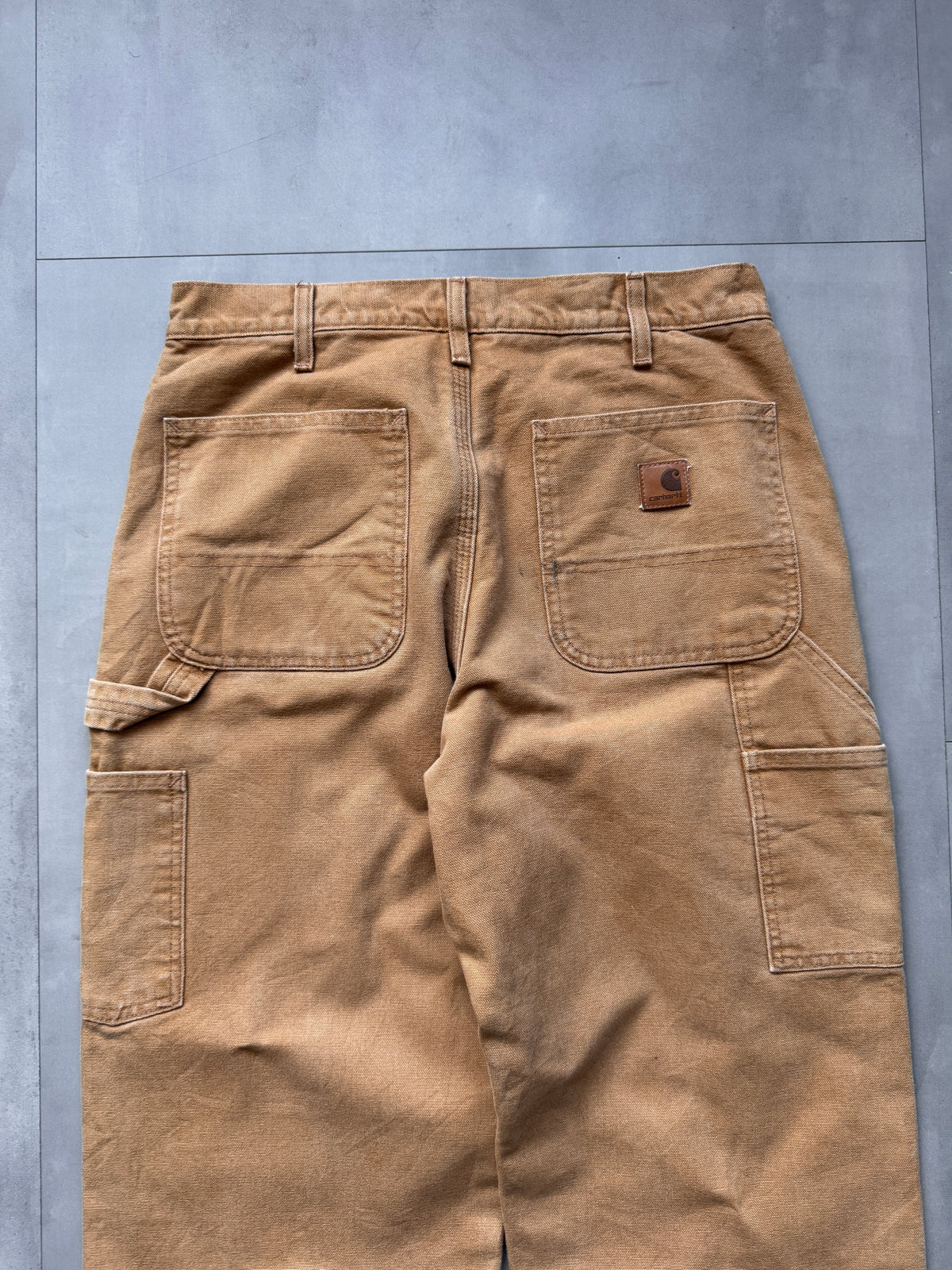 VINTAGE CARHARTT LIGHT BROWN BLANKET LINED CARPENTER PANTS - 36