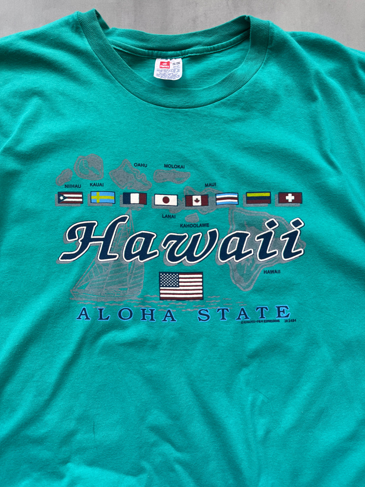 VINTAGE TURQUOISE HAWAII TEE - XXL