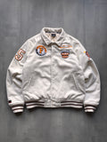 VINTAGE FUBU CREAM VARSITY JACKET - L