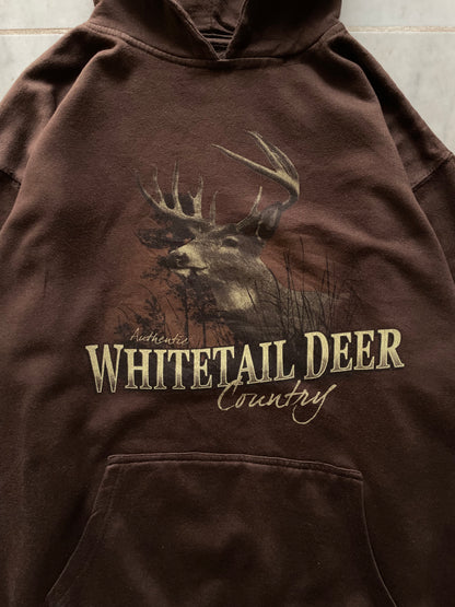 WHITETAIL DEER COUNTRY BROWN HOODIE - LARGE