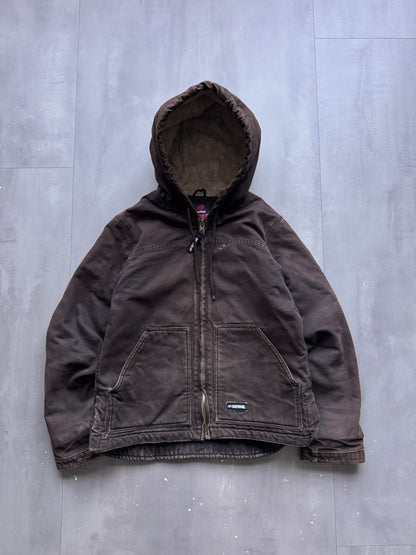 VINTAGE BERNE DARK BROWN SHERPA LINED ACTIVE JACKET - S