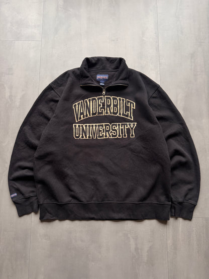 VINTAGE JANSPORT VANDERBILT UNIVERSITY BLACK 1/4 ZIP SWEATER - XL