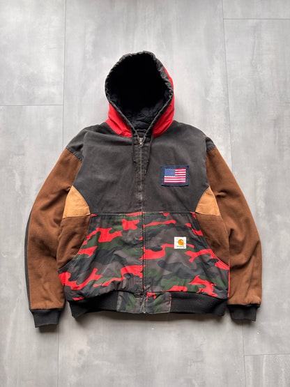 VINTAGE CARHARTT REWORKED CAMO PATTERN ACTIVE JACKET - L